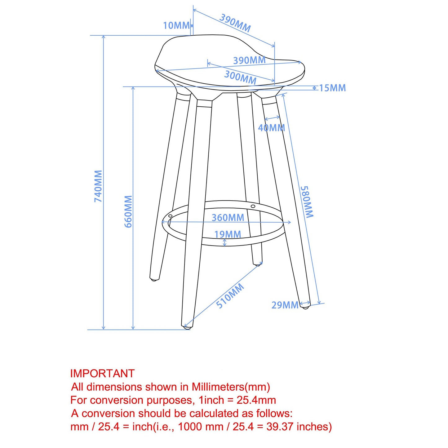 Tabouret de bar Trex 26 po, ensemble de 2 