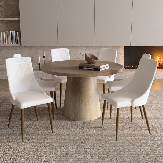 Gavin/Brodi 7pc Dining Set in Black Table with Beige Chair