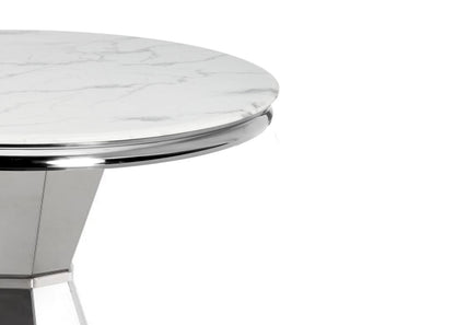 Table à manger ronde avec plateau en marbre blanc Rocco