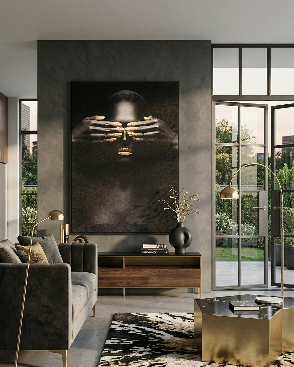 Tableau mural 3D « Yeux cachés » avec cadre en métal 