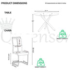 Modern Sword 5-Piece Round Glass Dining Set – 12mm Tempered Glass Table with Faux Leather Chairs
