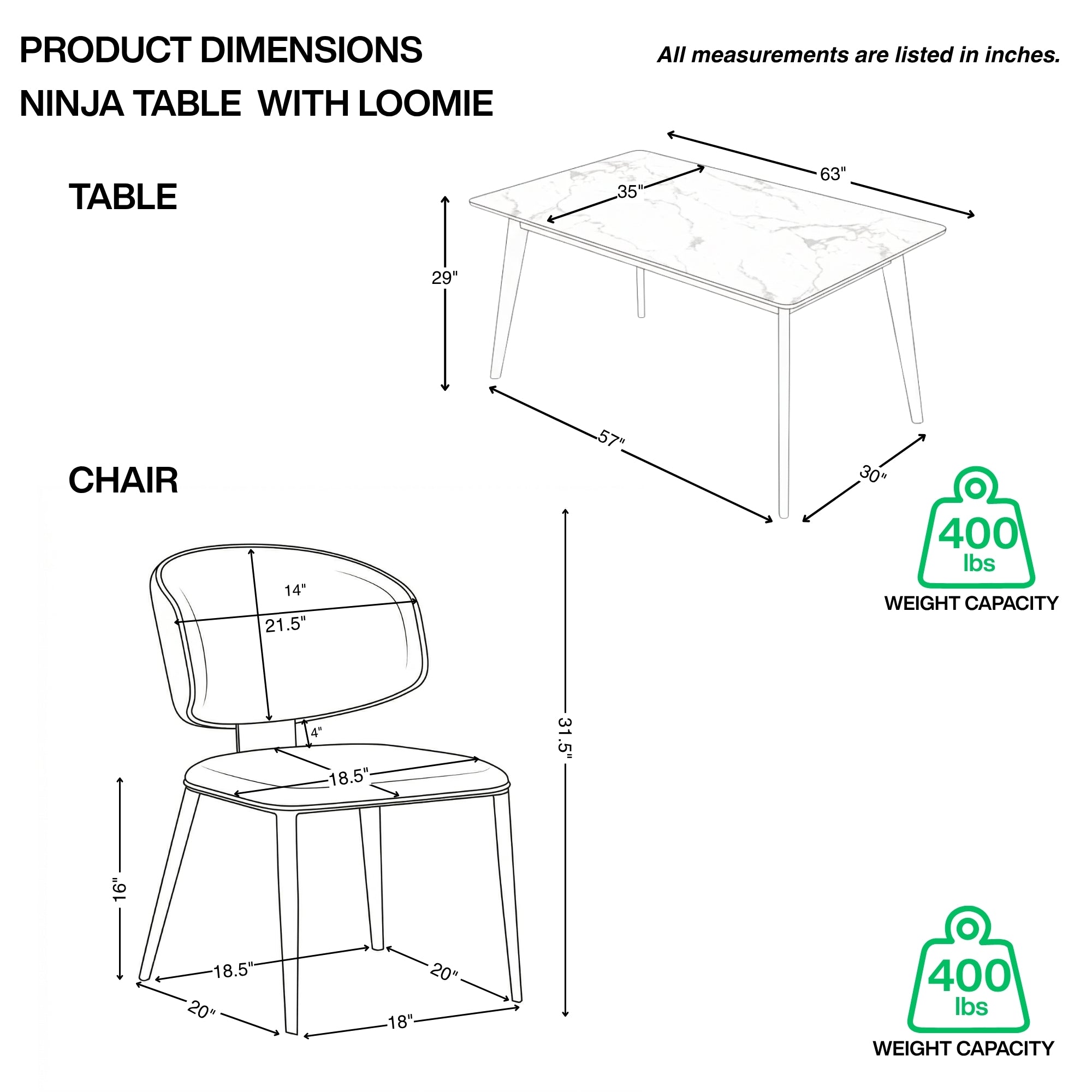 NINJA SINTERED STONE DINING TABLE WITH LOOMIE CHAIRS