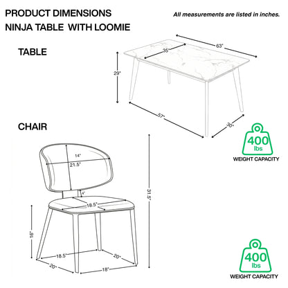 NINJA SINTERED STONE DINING TABLE WITH LOOMIE CHAIRS