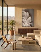 Tableau mural Feuilles blanches avec cadre en métal 