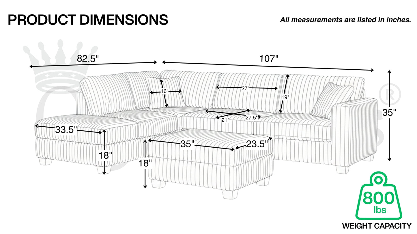EVA SOFA SECTIONAL WITH STORAGE OTTOMAN