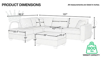 EVA SOFA SECTIONAL WITH STORAGE OTTOMAN