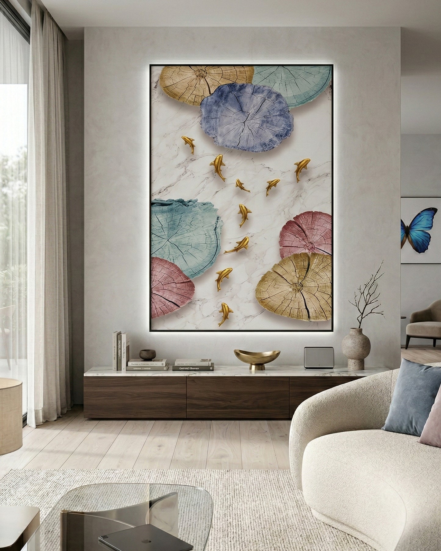FISH RUN Wall Art with Metal Frame