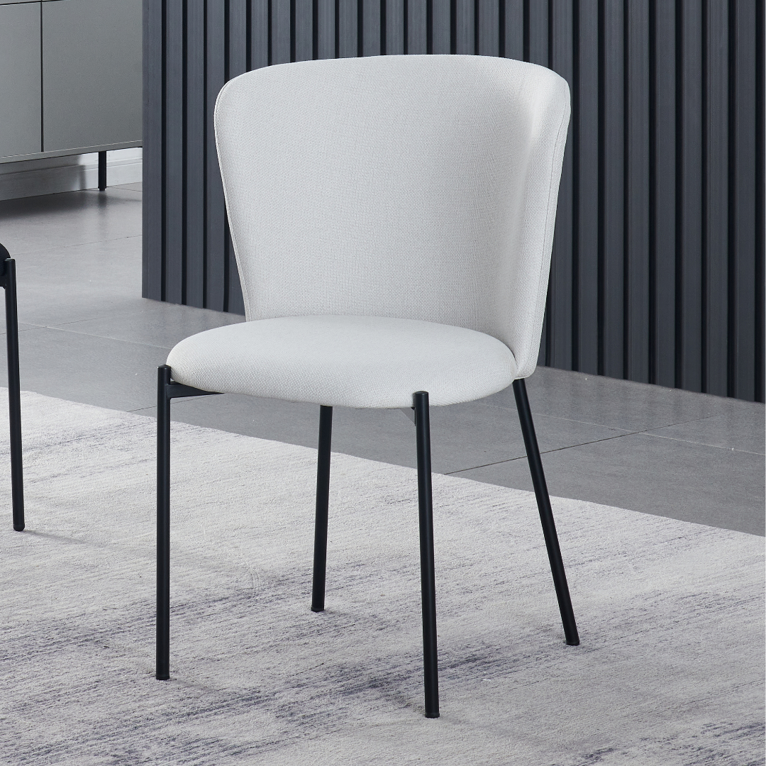 Lisa Dining Chair with Breathable Fabric and Metal Legs