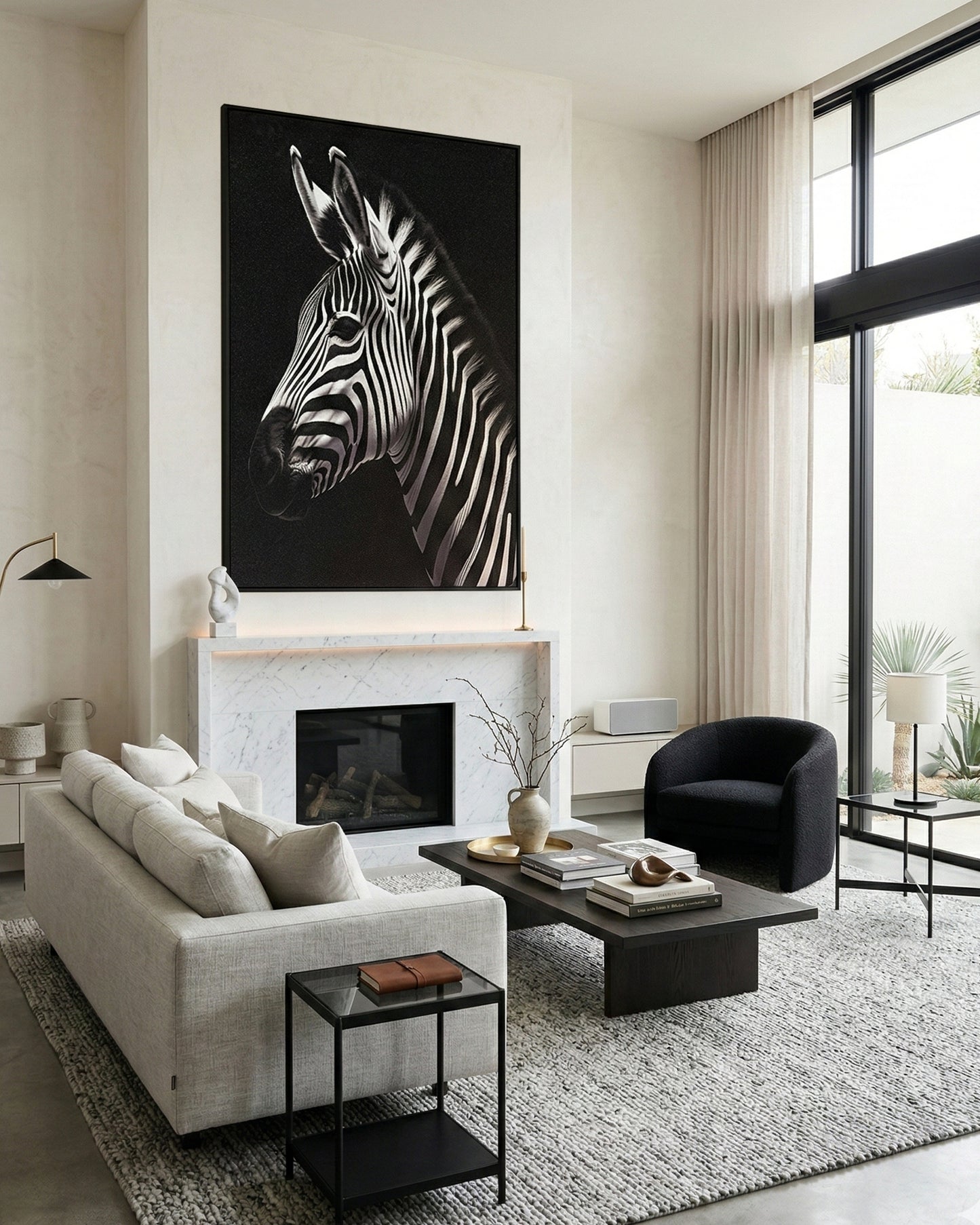 3D ZEBRA Wall Art with Metal Frame