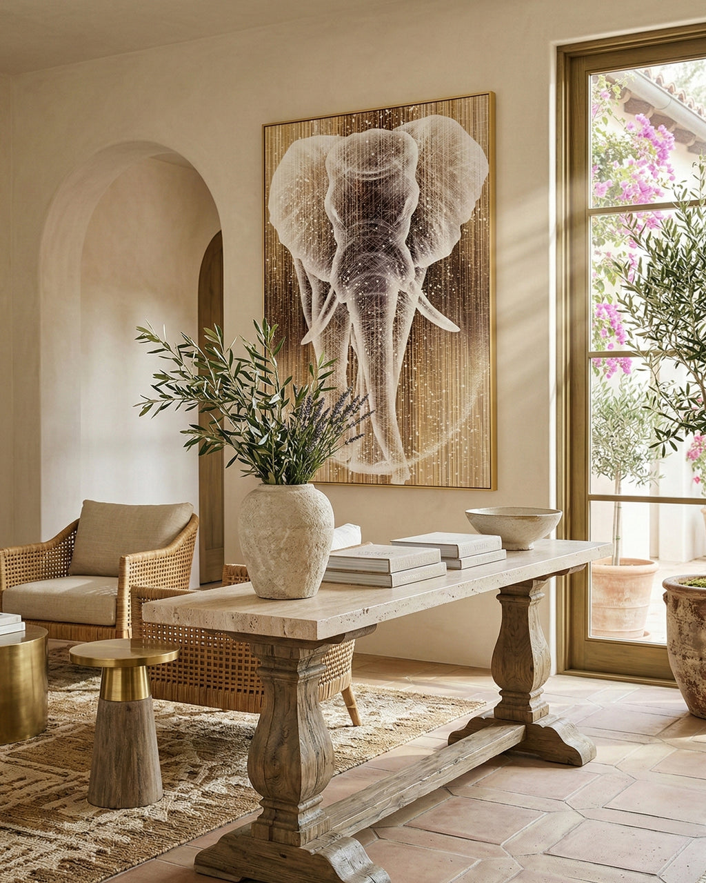 Tableau éléphant avec cadre en métal 