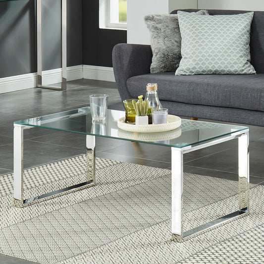 Zevon Rectangular Coffee Table in Silver