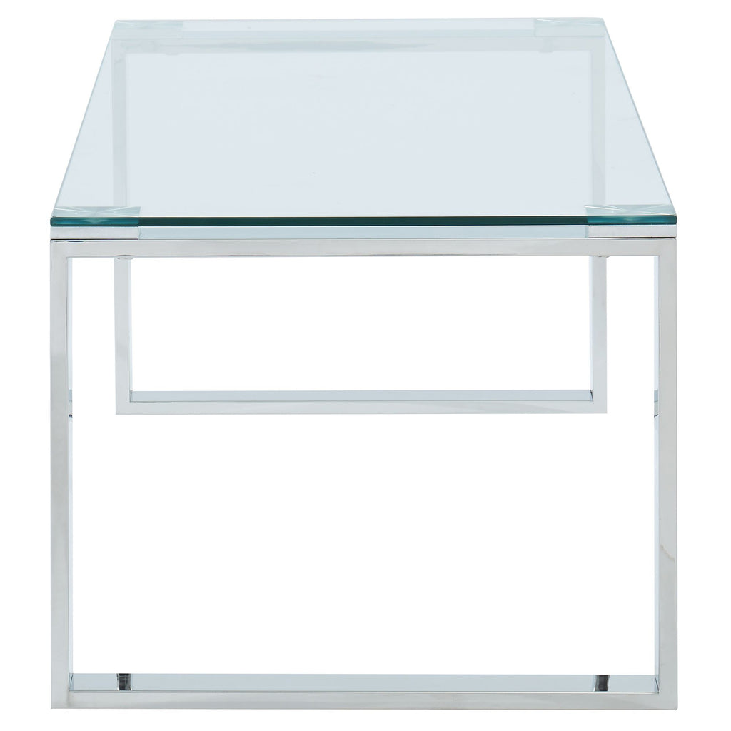 Zevon Rectangular Coffee Table in Silver
