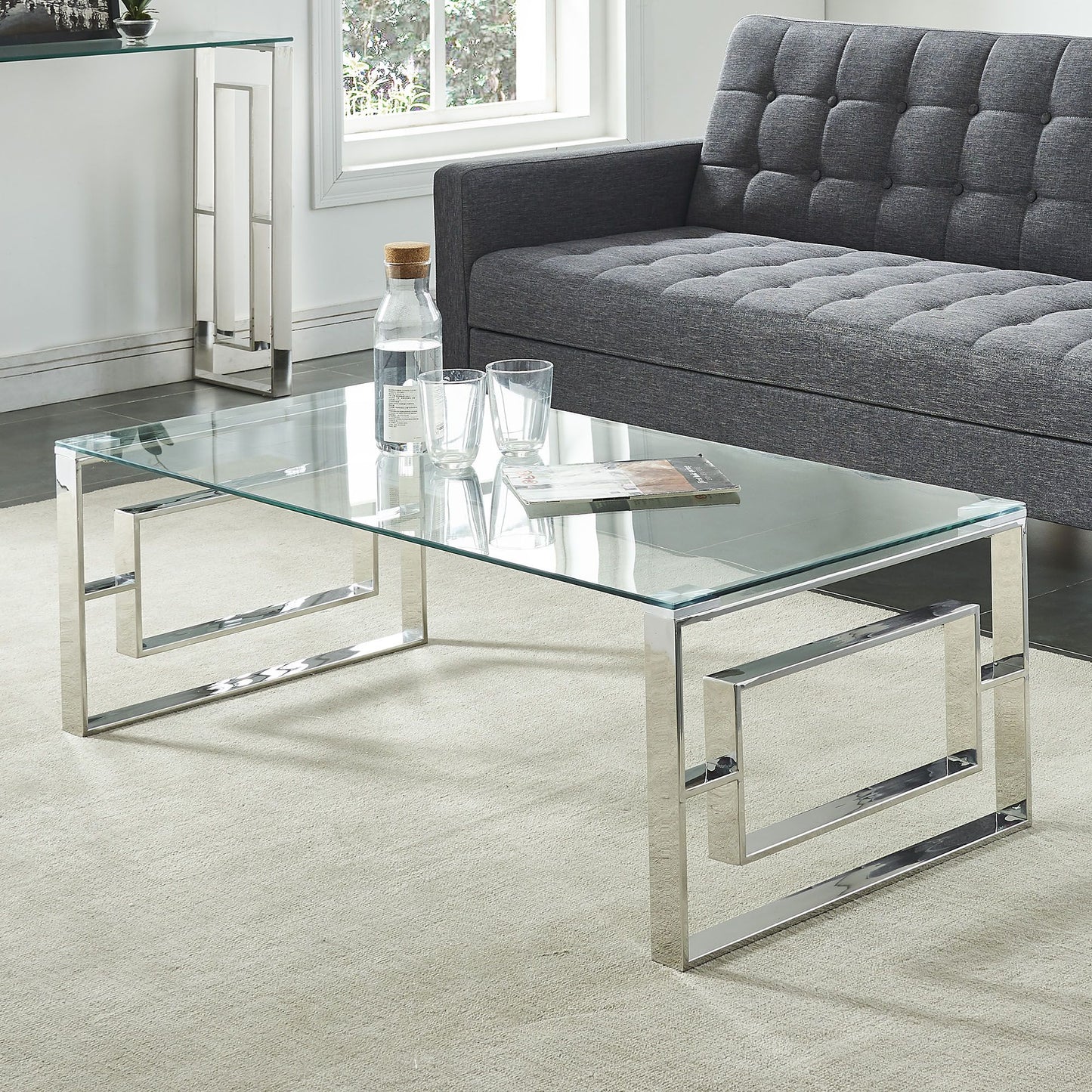 Eros Rectangular Tempered glass top Coffee Table