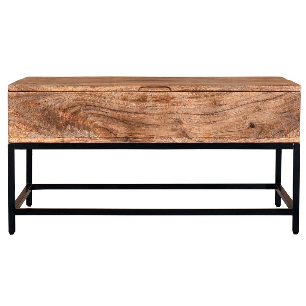 Ojas Rectangular Lift-Top Coffee Table in Natural Burnt and Black