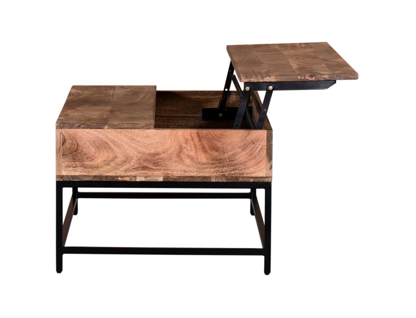 Ojas Rectangular Lift-Top Coffee Table in Natural Burnt and Black