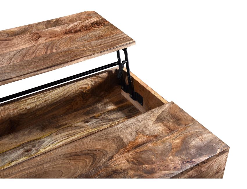 Ojas Rectangular Lift-Top Coffee Table in Natural Burnt and Black
