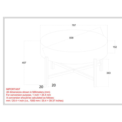 Blox Round Coffee Table in Natural and Black