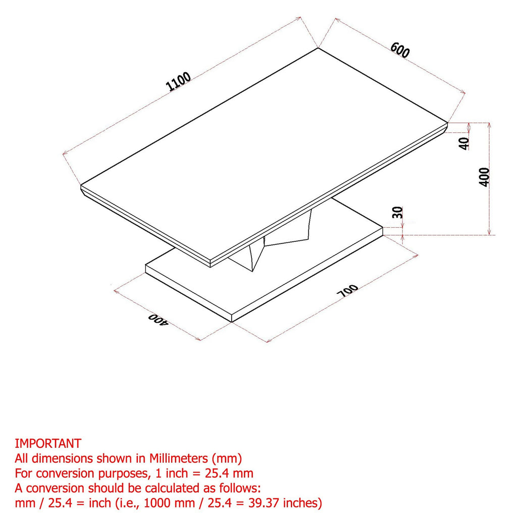 Napoli Rectangular Coffee Table in Light Grey