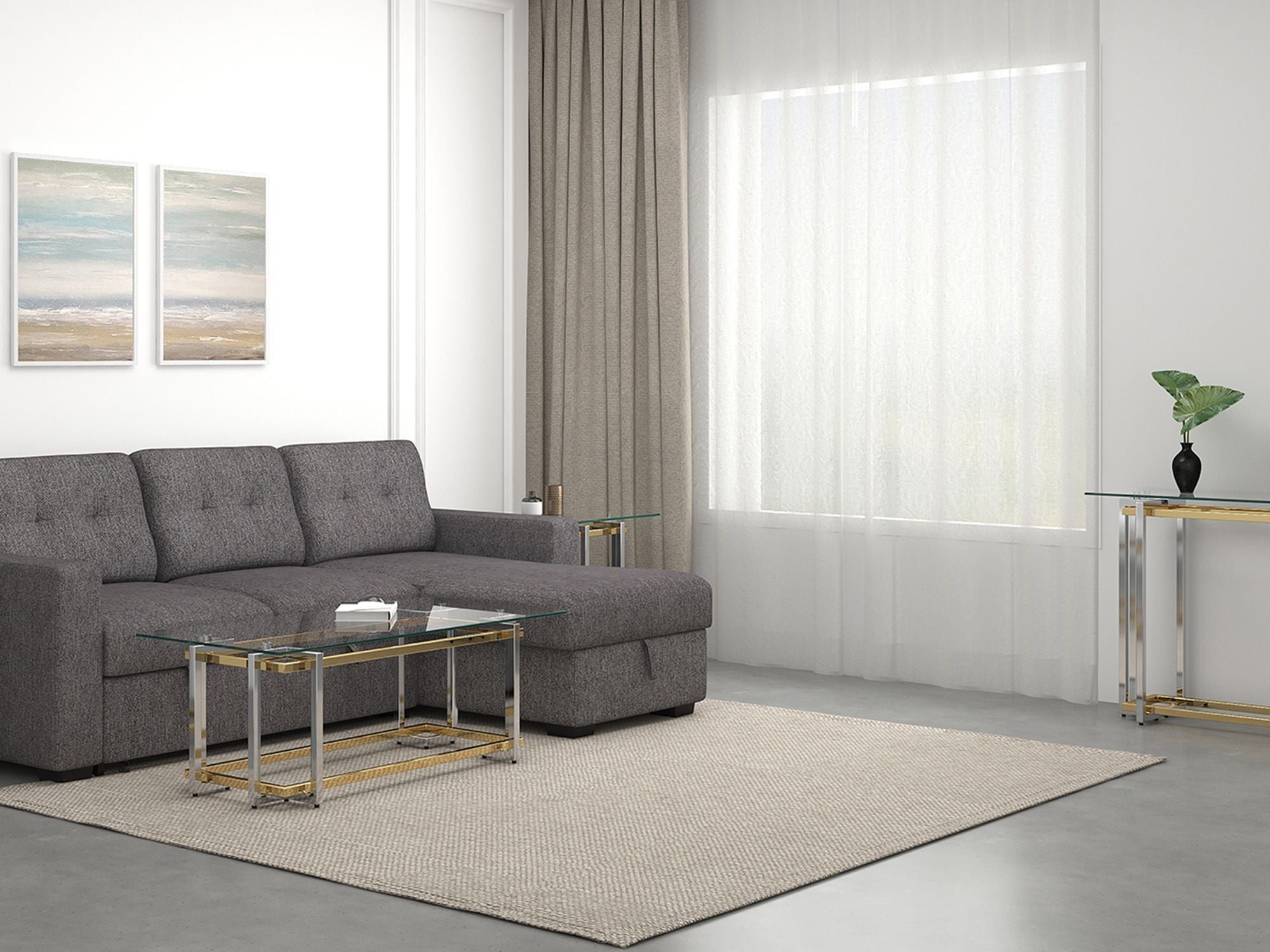 Florina Coffee Table in Silver and Gold