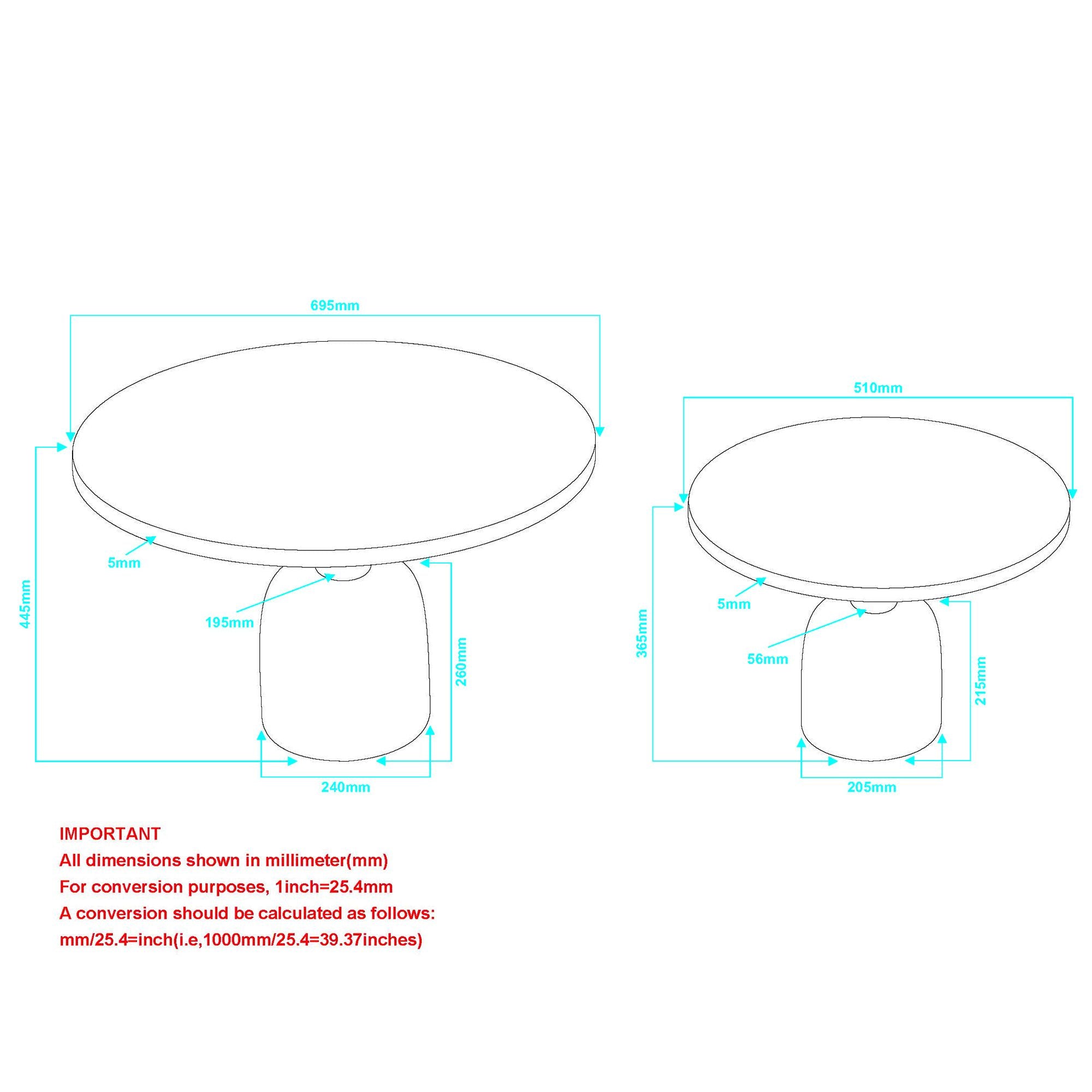 Adira 2pc Round Coffee Table Set in Antique Gold and Black