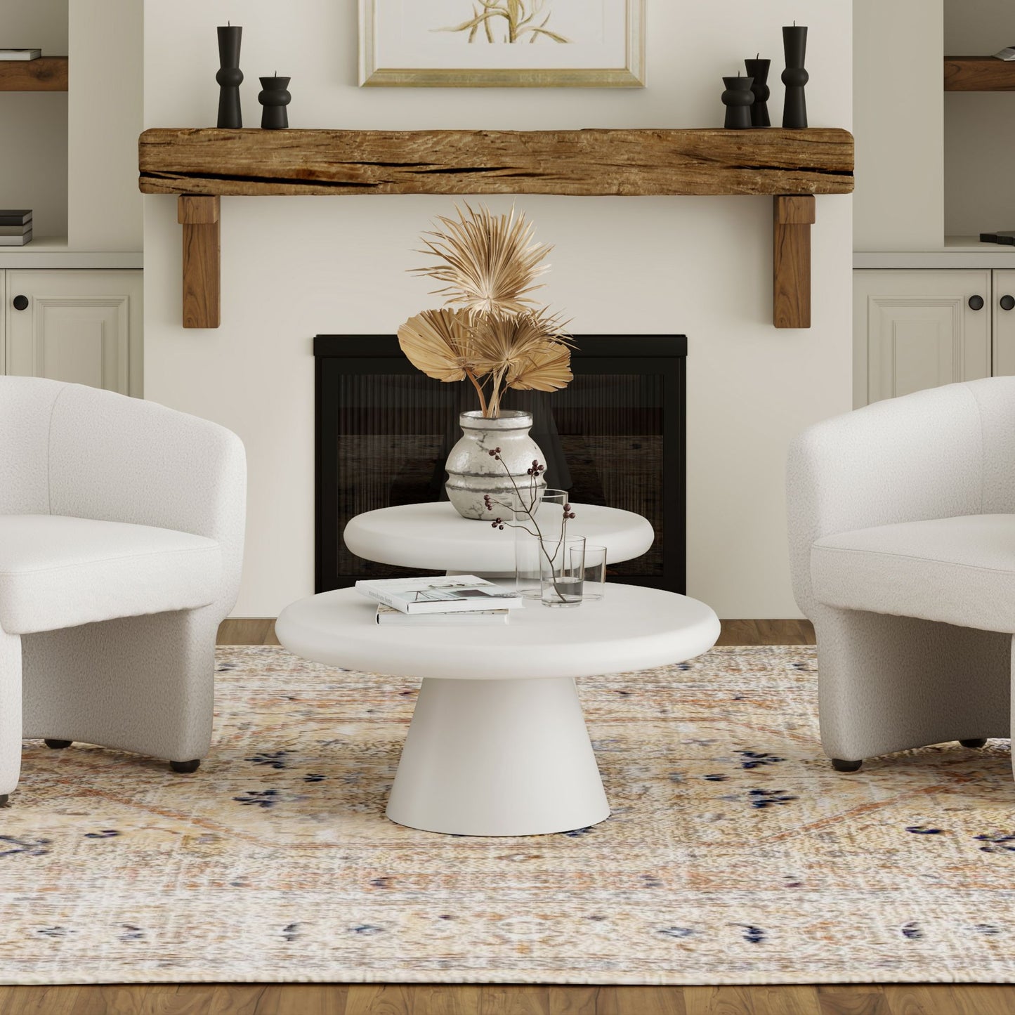 Galio 2pc Round Coffee Table Set in White