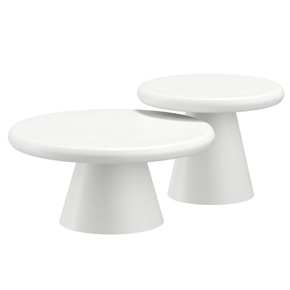Galio 2pc Round Coffee Table Set in White