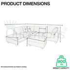 EVA GREY CORDUROY SOFA SECTIONAL WITH OTTOMAN