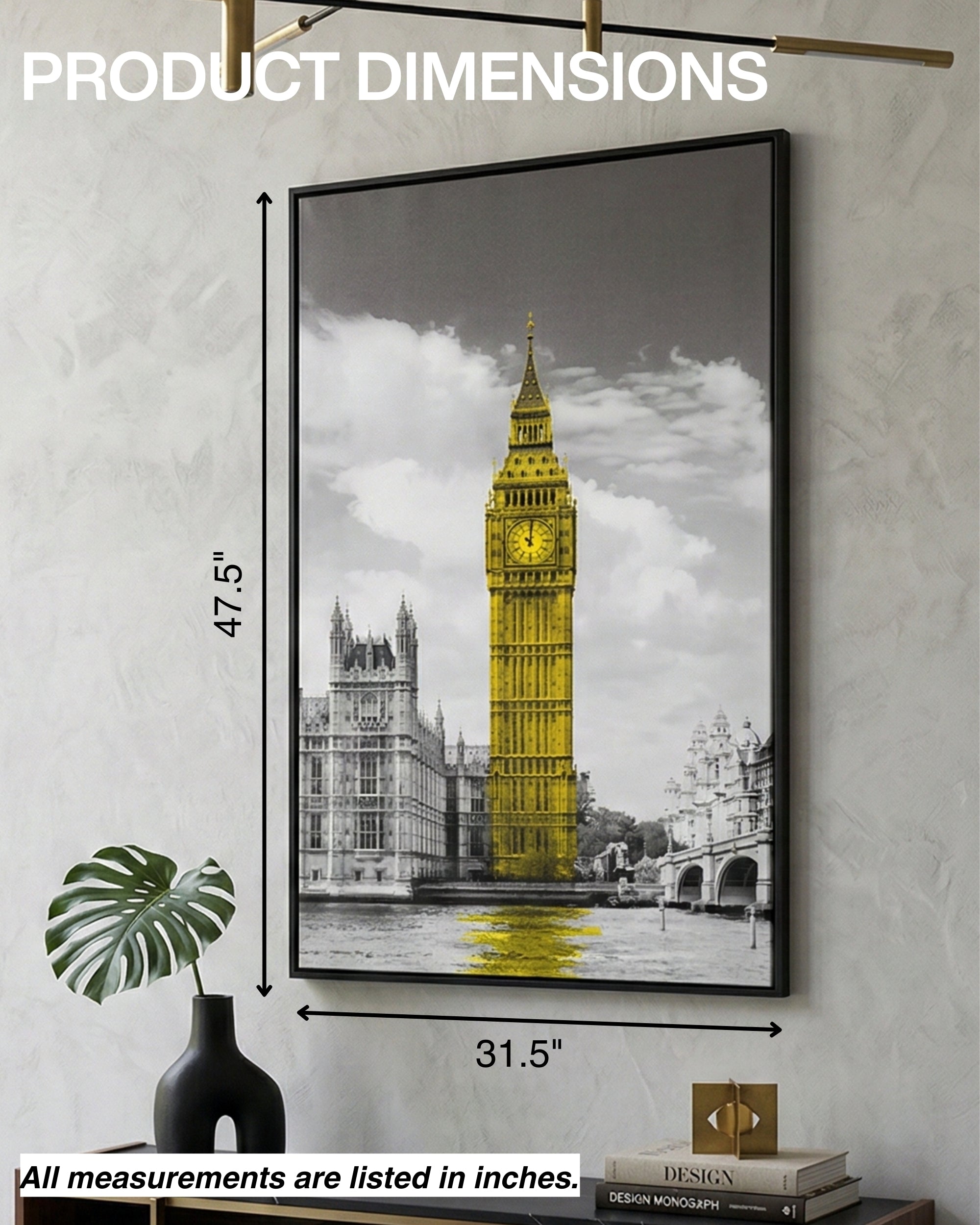 BIG BEN Contemporary 3D Wall Art with Metal Frame