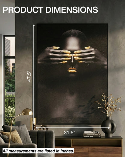 Tableau mural 3D « Yeux cachés » avec cadre en métal 