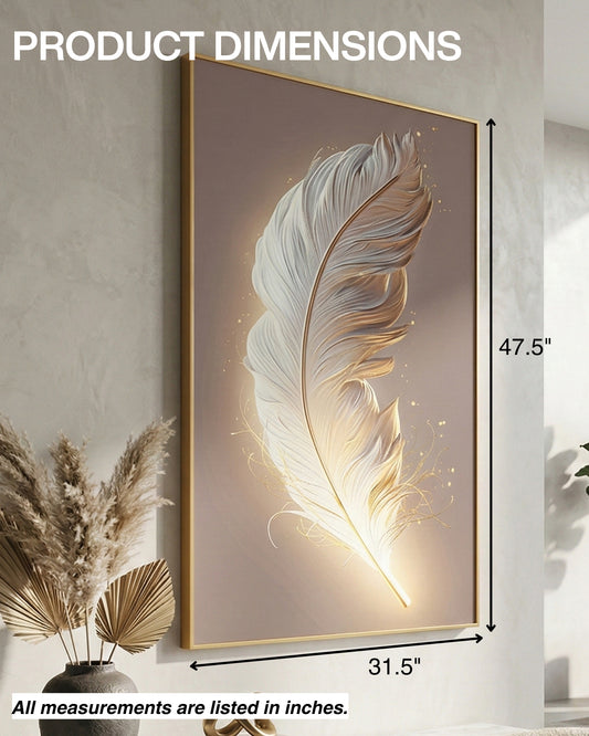 GLOWING FEATHER Wall Art with Metal Frame