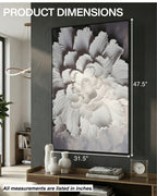 Tableau mural FLEURS BLANCHES avec cadre en métal 
