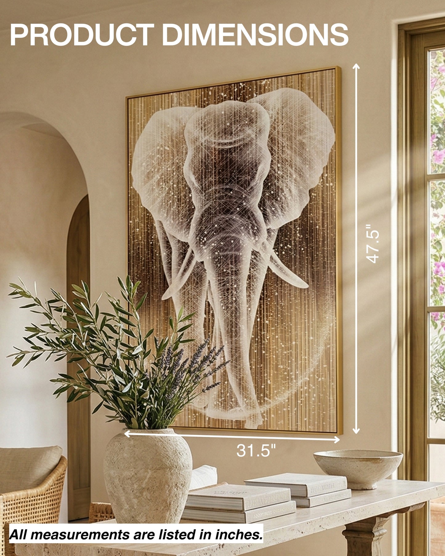 ELEPHANT Wall Art with Metal Frame