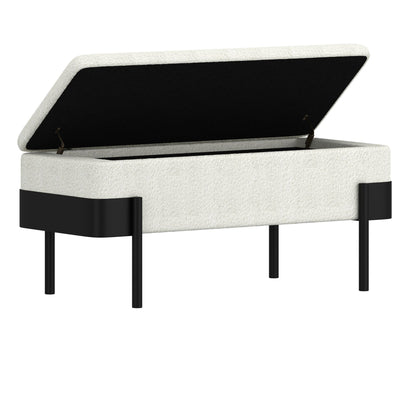 Odell Storage Bench in Ivory and Black