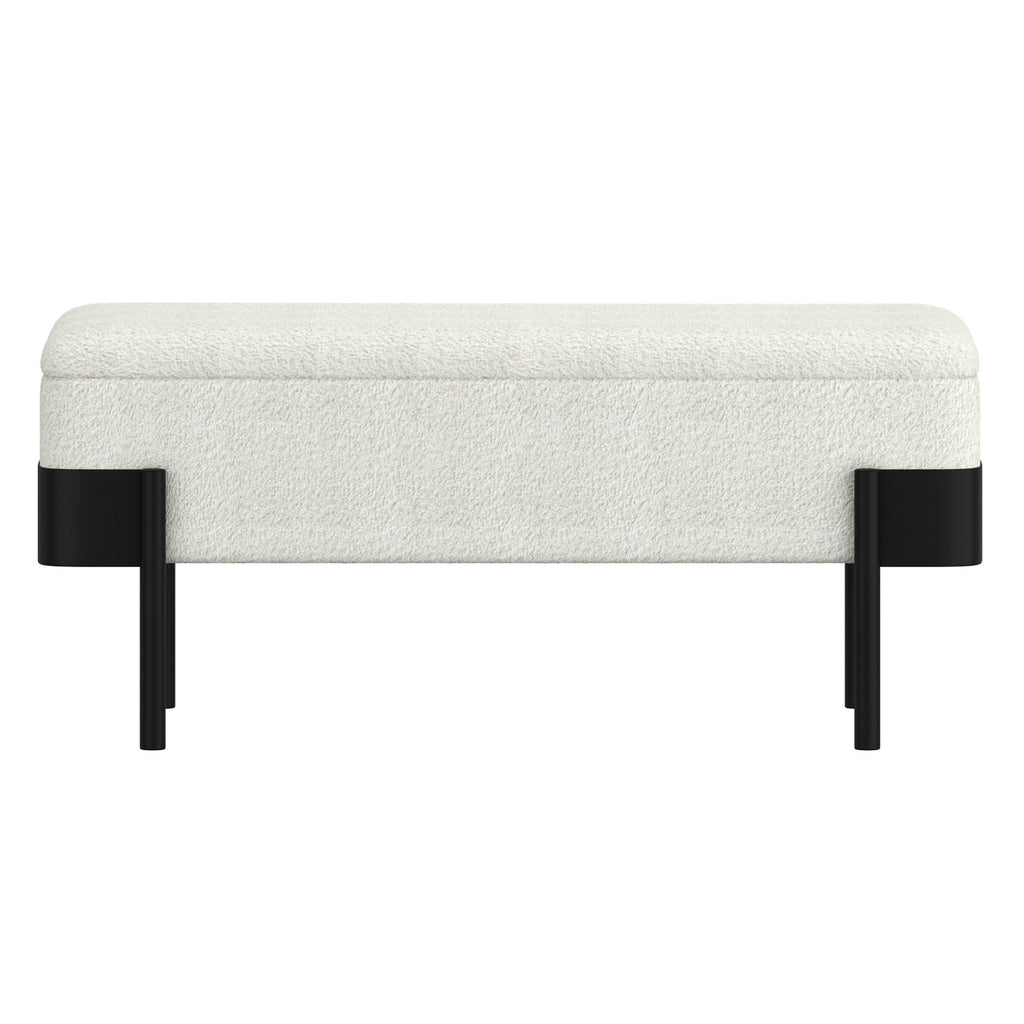 Odell Storage Bench in Ivory and Black