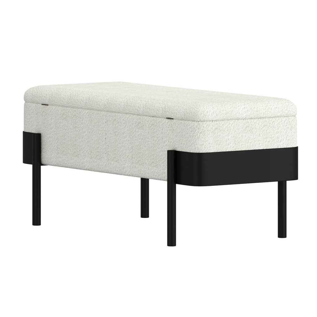 Odell Storage Bench in Ivory and Black