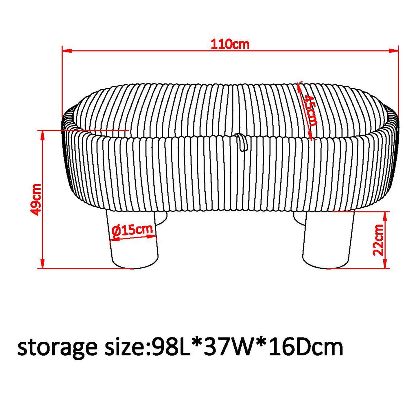 Sezron Storage Ottoman Bench