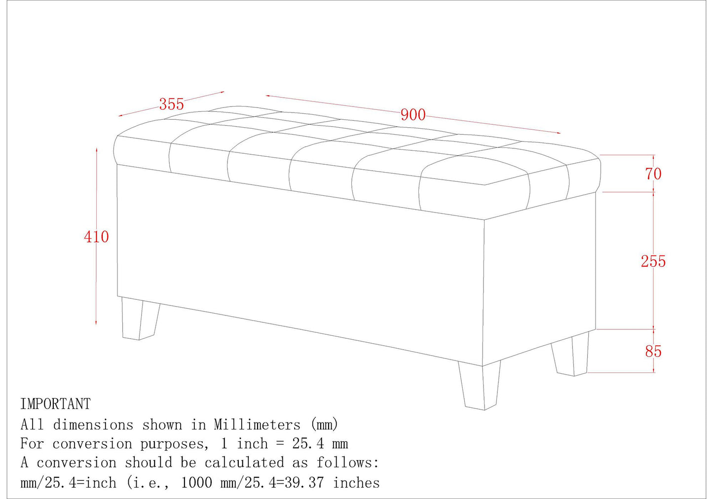 Lila Storage Ottoman Bench