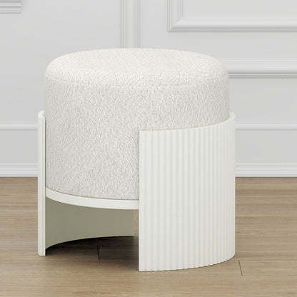 Kiraz Round Ottoman in Ivory and White