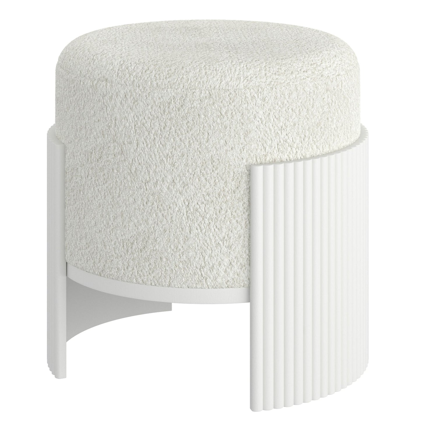 Kiraz Round Ottoman in Ivory and White