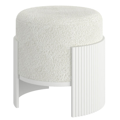 Kiraz Round Ottoman in Ivory and White