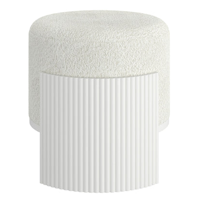 Kiraz Round Ottoman in Ivory and White