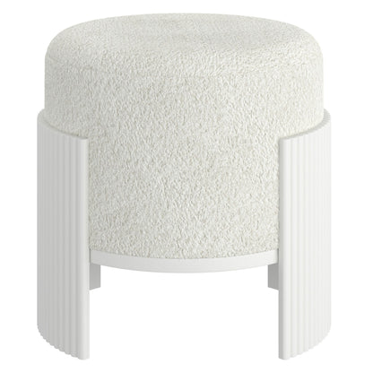 Kiraz Round Ottoman in Ivory and White