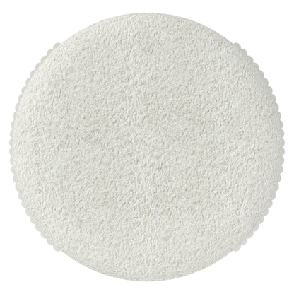 Kiraz Round Ottoman in Ivory and White
