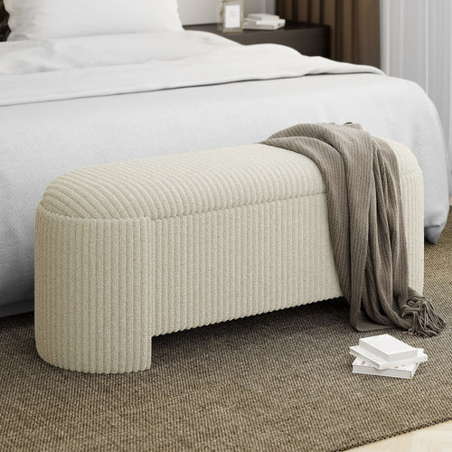 Pouf de rangement Cybil couleur ivoire 