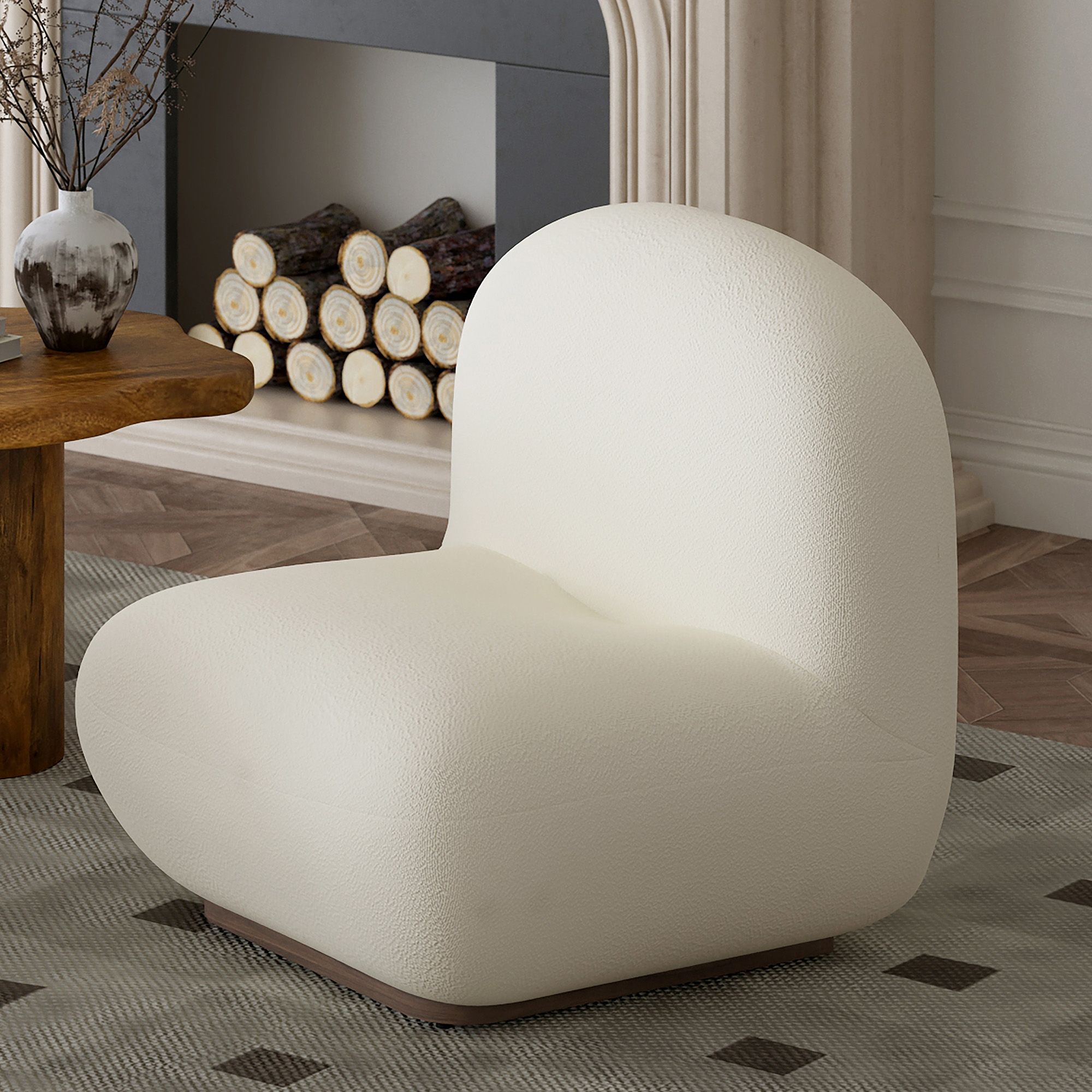 Fauteuil d'appoint Zilano couleur ivoire 