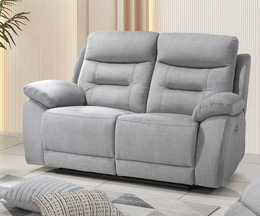 Calypso Power Recliner fabric sofa set in grey finish