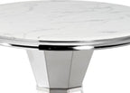 Table à manger ronde avec plateau en marbre blanc Rocco
