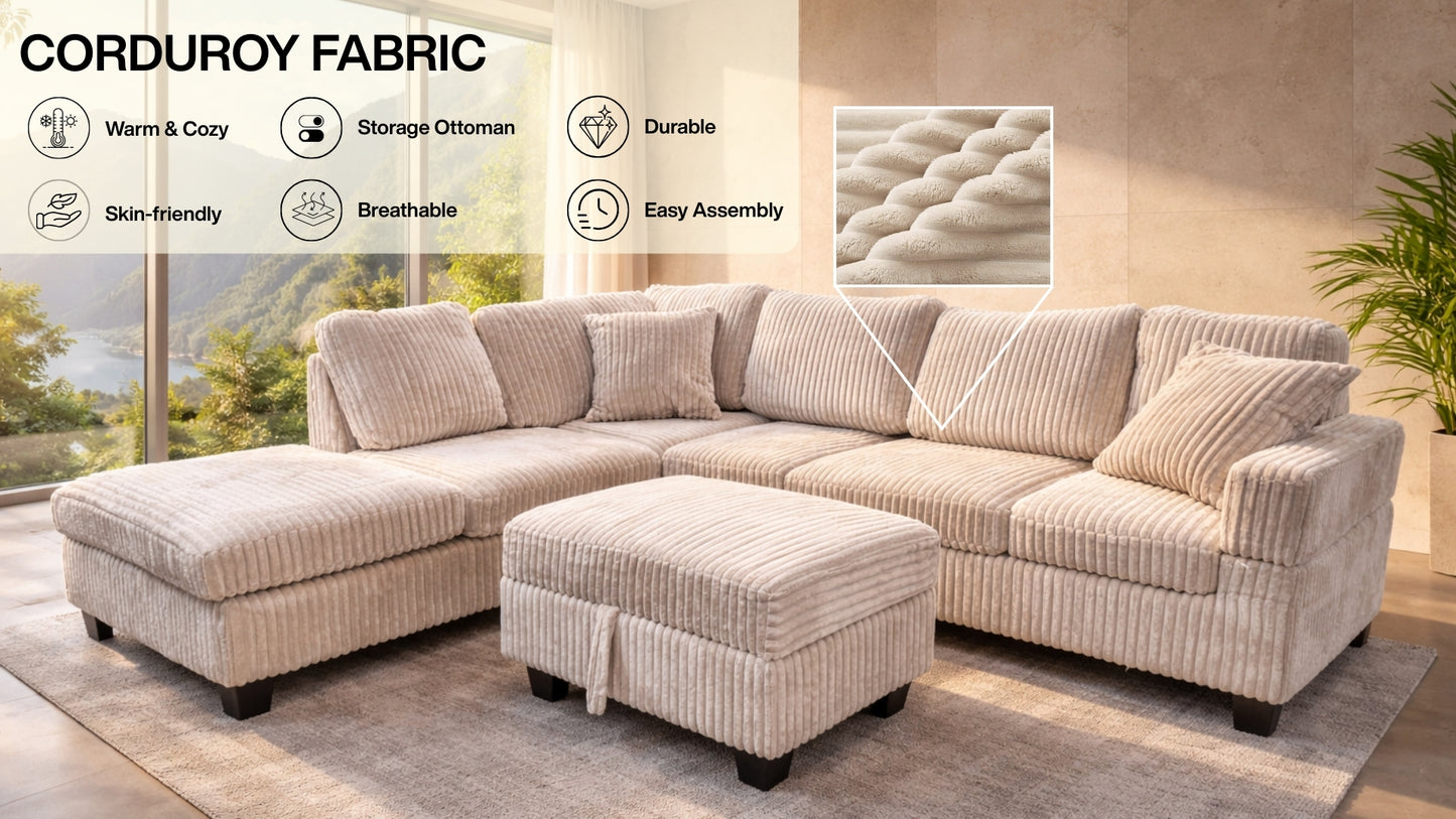EVA SOFA SECTIONAL WITH STORAGE OTTOMAN