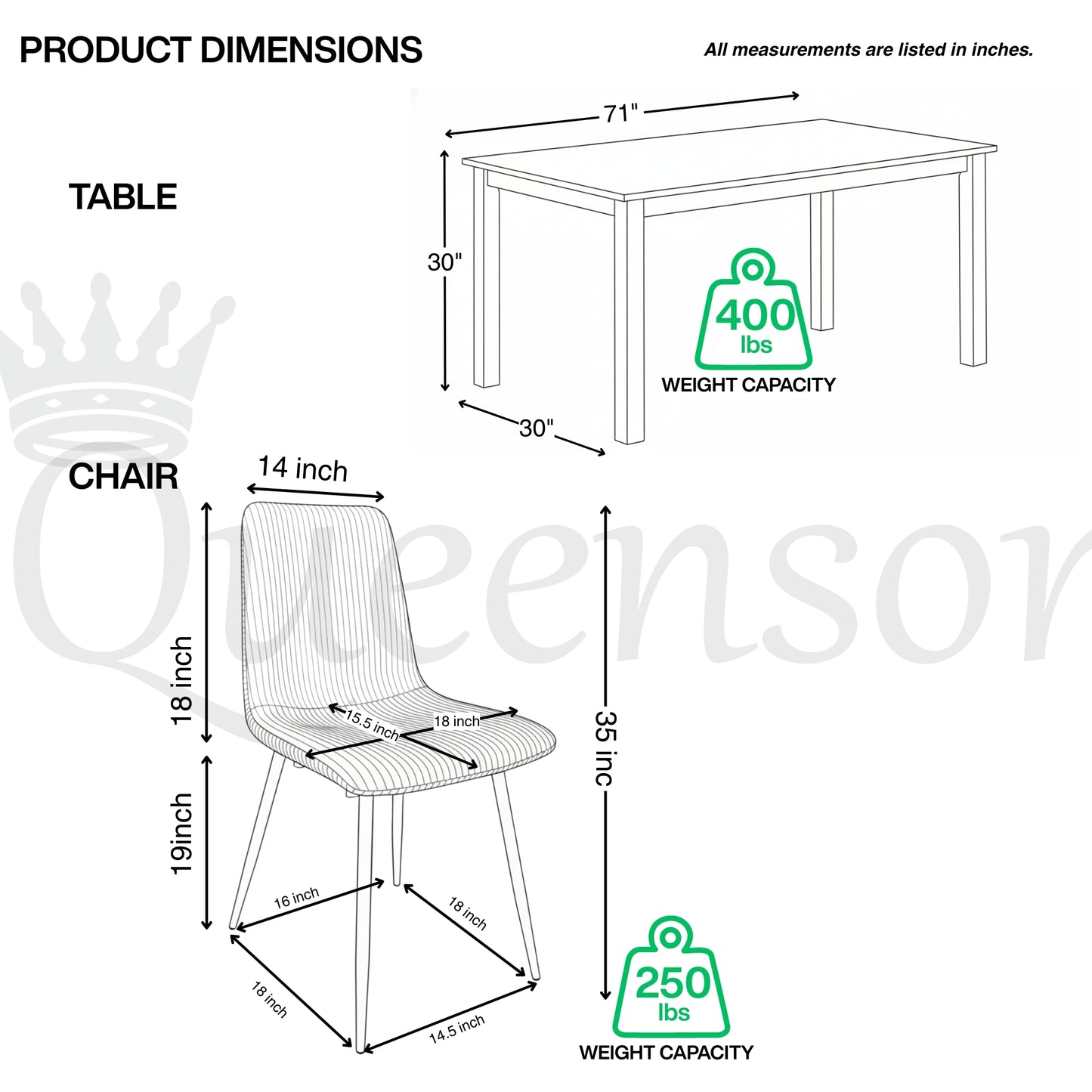TABLE DE SALLE À MANGER UNIVERSELLE EN BOIS ESPRESSO AVEC CHAISES EN VELOURS ROULÉ
