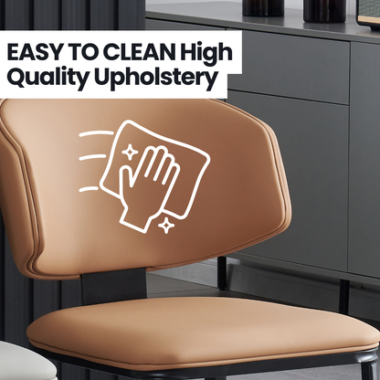 Loomie Dining Chair with Waterprrof Faux Leather and Metal Legs